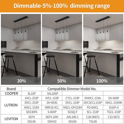 Kitchen Island Lighting Modern Light Fixture Black Pendant Light Dimmable LED Black Finish Mini Crystal Pendant Lights for Dining Room Living Room（4-Light ）