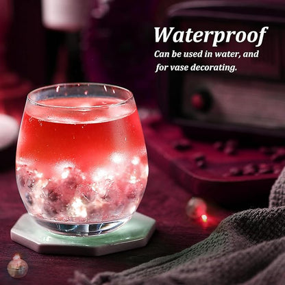 50PCs Mini Led Lights with Hook, Waterproof Round Tiny Led Light for Party Decorations Neon Party Light, Red-Blinking Lights