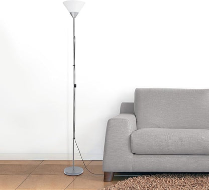 Simple Designs LF1052-SLV 70" Contemporary Classic Metal Uplight Floor Lamp, for Ambient Lighting, Living Room, Bedroom, Silver