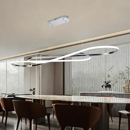 Large Led Chandeliers for Dining Room 59.06in Big Pendant Light for Kitchen Island Dimmable with Remote Ceiling Hanging Pendant Light Height Adjustable for Living Room
