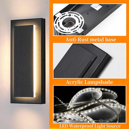 11.8’’ Modern Exterior Lighting Fixtures,2 Pcs Led Outdoor Wall Lights,Waterproof Exterior Sconce Light for Porch,Front Door,Patio,3000K Warm White 9W Square Outdoor House Lights Wall Mount