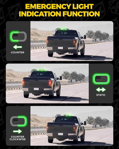 Xprite Green 42 LED Roof Top Strobe Beacon Light w/Control Panel, Magnetic Emergency Safety Warning Caution Plow Light Bar, for Law Enforcement POV Tractors Tow Trucks Snowplow -USA Flag Pattern