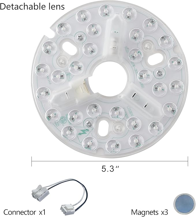 2-Pack 5.3" LED Retrofit Light Kit for Ceiling Flush Light 15W 120V 3000/4500/6000K LED Ceiling Fan Replacement Panel PCB Dimmable