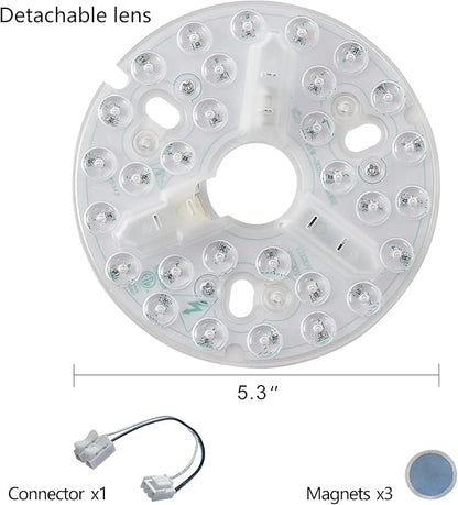 2-Pack 5.3" LED Retrofit Light Kit for Ceiling Flush Light 15W 120V 3000/4500/6000K LED Ceiling Fan Replacement Panel PCB Dimmable
