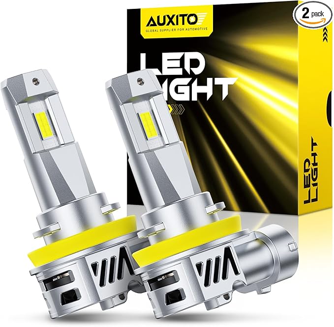 AUXITO H11/H8/H16 LED HeadIight Bulbs Fog Bulbs 40,000LM Per Set, 6500K Cool White, Plug & Play, CAN Bus Ready, 2 Pack
