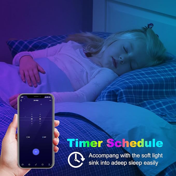 Pandery RGB COB LED Strip Light with Remote and app Control,Music Synchronized Color Change 24V RGB led Strip,6.56FT/2M,10mm Wide,Indoor RGB Lights for Bedroom,Game Room,Bar,Party