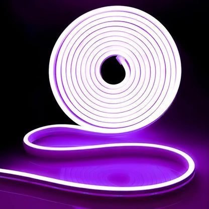 iNextStation 12V Purple LED Strip Lights 16.4FT, Flexible Silicone Neon Rope Light, Waterproof, Cuttable, Dimmable & Linkable, for Cabinet, Ceiling, Wall, Bedroom, Kitchen, Garage (No Adapter)