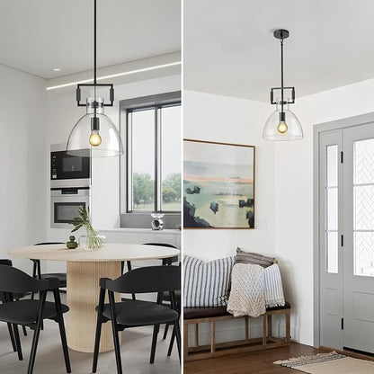 Mondern Large Black Kitchen Island Pendant Light, 10 '' W 1-Light Glass and Brass Island Pendant Lights,Farmhouses Pendant Light, for Kitchen,Bathroom