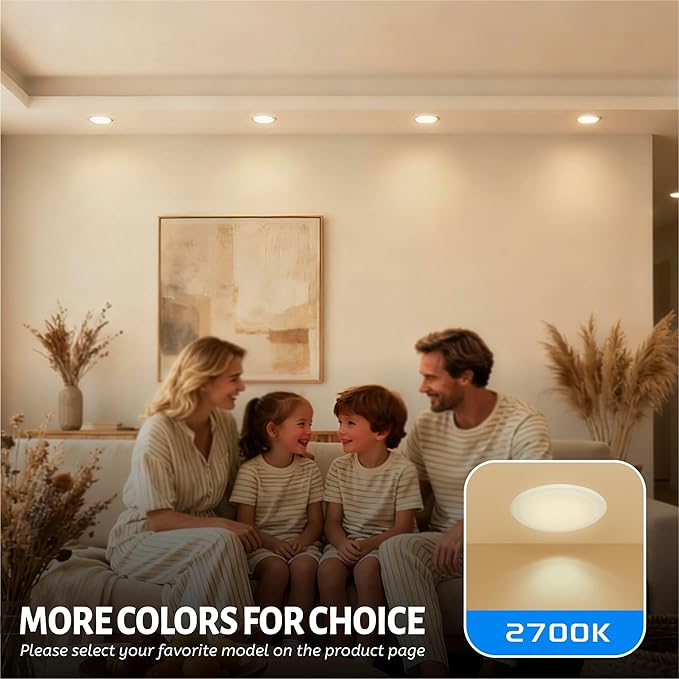 ECOELER 6 Inch LED Disk Lights, Dimmable Flush Mount Ceiling or Recessed Disc Light, 16.5W 1000Lm, 2700K Soft White, Retrofit Surface Mount Downlight for Hallways, Kitchens, Garage, ETL Listed, 4 Pack