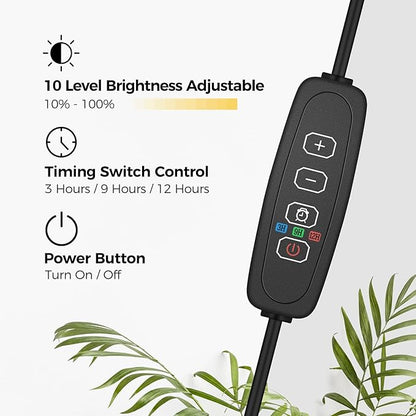 Plant Light for Indoor Growing, Full Spectrum Dual Heads Grow Light, 66.5in Extendable Stand,144 LEDs,10-Level Dimmable, Auto Timer, Adjustable Gooseneck Floor Lamp for Tall Large Plants