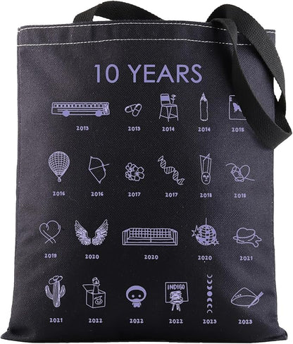 G2TUP Korean Group 10th Anniversary Tote Bag Music Lover Gift Singer Music Shopping Bag For Fans Korean Group Merch