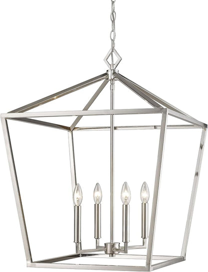 ML Lighting 4 Light Pendant-30 Inches Tall and 20 Inches Wide-Satin Nickel Finish -Traditional Installation