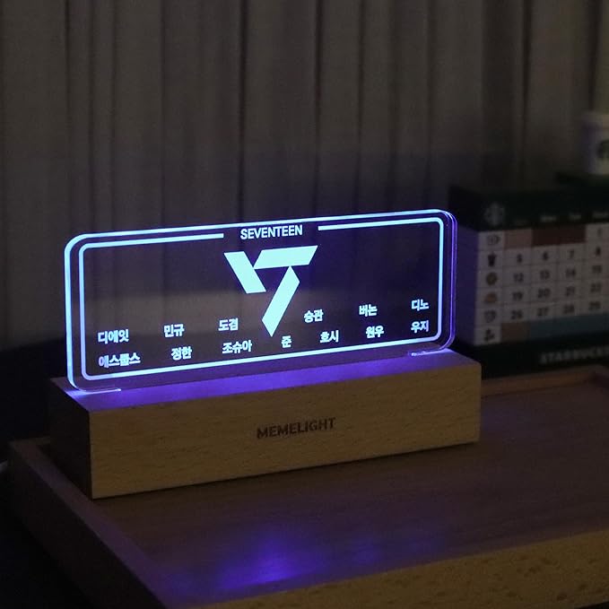 Seven.Teen Night Light, Kpop Merchandise, Korean Idol Lamp for Carat, 7RGB Color, Dimmer, 8.3 x 4.2 x 1.7