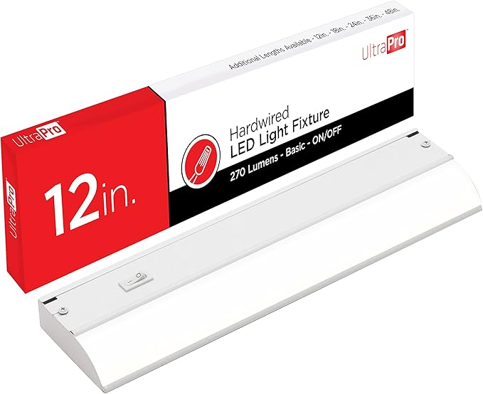 UltraPro 12 inch Hardwired Under Cabinet Lights, On/Off Only, 2700K Warm White, Under Cabinet Lighting, Under Counter Lights for Kitchen 44109