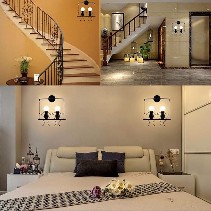 Kawell Humanoid Wall Light Fixtures Modern Wall Lamp Creative Wall Sconce Light Art Deco Max 60W E26 Base for Children Room Bedroom Bedside Living Room Stairs Hallway Restaurant Kitchen