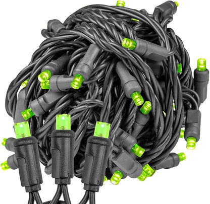 Novelty Lights 25ft Christmas String Lights, 50 Lime LED Bulbs on Black Wire, 6" Spacing, Connectable Indoor Outdoor Commercial Grade Lighting for Holidays Patio Weddings