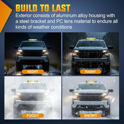 Nilight 12LED Wireless Emergency Strobe Light Amber White 14 Inch Magnetic Mount Mini Light Bar 12V Rooftop Powered Hazard Warning Flashing Lights for Car Truck Trailer Snow Plow Construction Vehicles