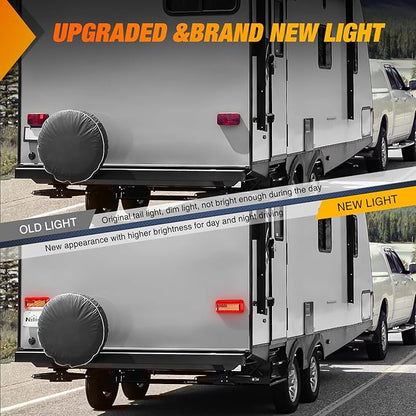Nilight RV Tail Light 2PCS 72 LED Red Running Stop Brake Turn Signals White License Plate Lights Surface Mount Waterproof Taillights for Caravan Camper Van