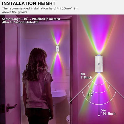 LED Wireless Wall Sconce with Color Changing, Motion Sensor Light Indoor, 1500mAh Rechargeable Battery Operated Wall Sconces for Bedroom Bedside Hallway Courtyard Doorway (white - 2 pack)
