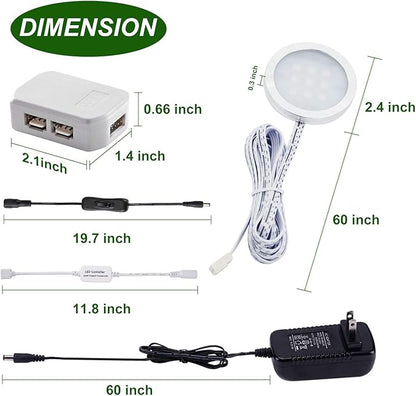 AIBOO RGB Color Changing LED Under Cabinet Lights Kit, Aluminum Slim Multi Color Puck Lights for Kitchen Counter Furniture Holiday Ambiance Christmas Decor Lighting (4 Lights)