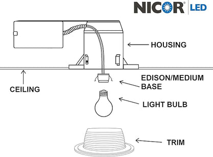 NICOR Lighting 6 inch White Recessed Baffle Trim, Fits 6 inch Housings (17511) (Pack of 2)