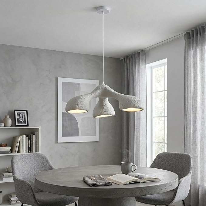 JAYMP 3-Lights Pendant Light Fixture for Dining Room Kitchen Island Restaurant Farmhouse E26 Base Modern Hanging Lamp 1 Pack (Matte White,E Shape, 72cm/28.3in)