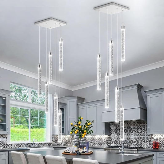 Modern Crystal Pendant Lights for Kitchen Island Mini Chandelier LED Dimmable Ceiling Handing Lighting for Dining Room Corridor 2700K 6000K