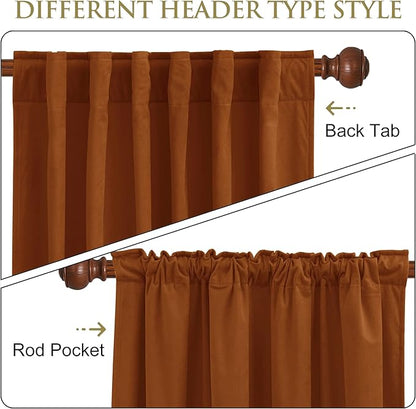StangH Burnt Orange Curtains, Autumn Fall Decor Elegant Velvet Window Panels, Energy Efficient Super Soft Drapes for Living Room/Cafe/French Door, W52 x L102 inches, 1 Panels