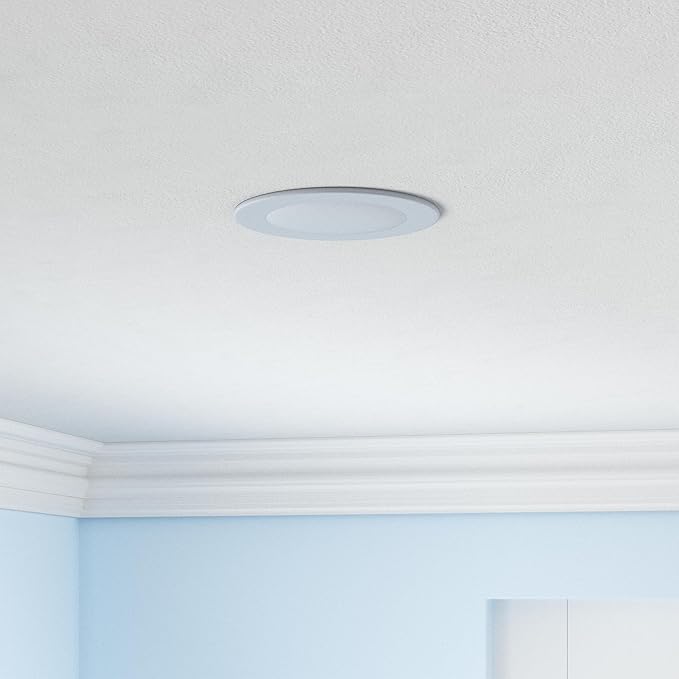 HALO HLBE 4 in LED Canless Recessed Lights 12-Pack, 3000K, 600 Lumens, Wet Location, Dimmable, Ultra-Slim 1/2 in Profile Ceiling Downlights for New Construction and Remodel - HLBE4069301EMWR-12PK
