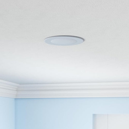 HALO HLBE 4 in LED Canless Recessed Lights 12-Pack, 3000K, 600 Lumens, Wet Location, Dimmable, Ultra-Slim 1/2 in Profile Ceiling Downlights for New Construction and Remodel - HLBE4069301EMWR-12PK