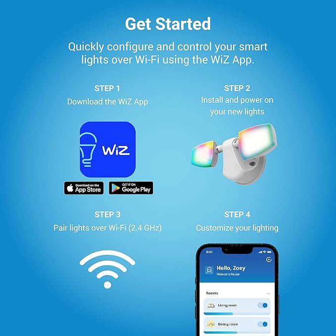 HALO ESF Motion Smart WiFi Color Changing Connected by WiZ Pro LED Security Floodlight for Outdoors - Black - ESF2ARGBWMBL-WIZ