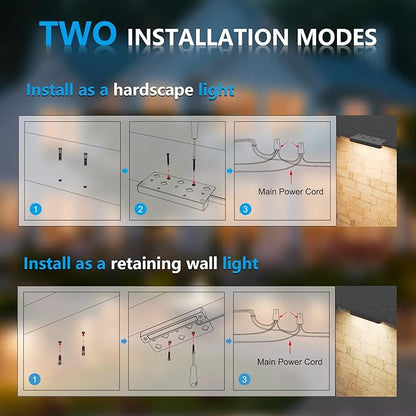 VOLISUN 7 Inch Retaining Wall Lights, IP67 Waterproof Hardscape Lighting, Cuttable Low Voltage Lighting, 12V Paver Lights, 2.8W Outdoor Step Landscape Lights, 2700K Soft White (8 Pack)
