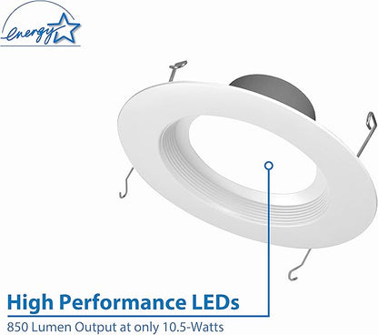 NICOR Lighting 5/6 inch 800 Lumen LED Recessed Downlight Retrofit Light Fixture in White Baffle, 2700K (DCR561081202KWHBF)