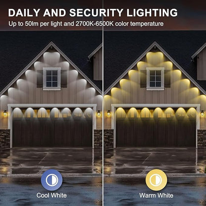 Permanent Outdoor Eaves Lights, 50ft with 30 RGB LED Bulbs for Festive Decor, 100+ Scene Options, IP67 Waterproof, Smart App & Remote Control Compatible for Christmas,Holiday,Outdoor Decor