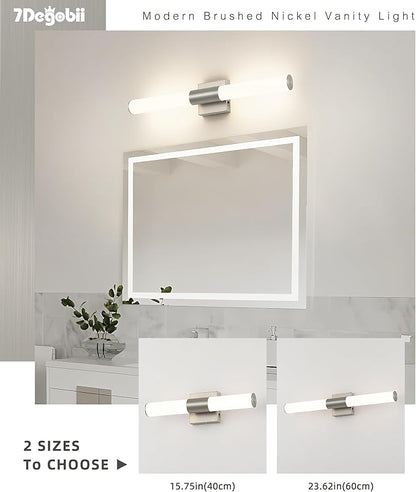 Brushed Nickel Bathroom Light Fixture 5CCT Dimmable 18W Led Bathroom Vanity Lights Over Mirror Modern Bath Lights for Mirror