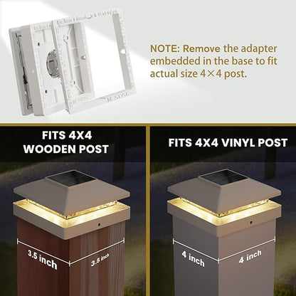 Solar Post Cap Lights Outdoor 12pack, White Waterproof Solar Powered Deck Fence Post Lights Fit 4x4 Wood/Vinyl Posts, Bright Warm White Solar Post Lights Decorate Deck, Patio, Porch, Fence