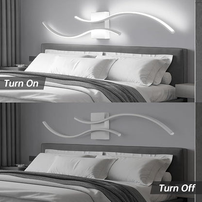 CANEOE Modern Wall Sconce, White Long Strip Led Wall Light Fixtures, 39inch Wave Design Indoor Wall Lamp for Living Room Bedroom Porch Hallway Bathroom Vanity Light (Cool White, 6000K)