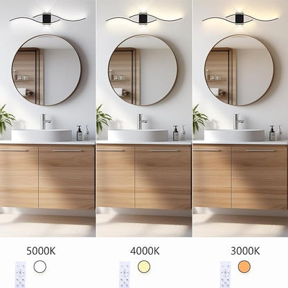 Modern Wall Sconce Set of Two, Dimmable Wall Sconces Lighting with Remote Control, Big Size LED Black Wall Light for Living Room Bedroom Hallway