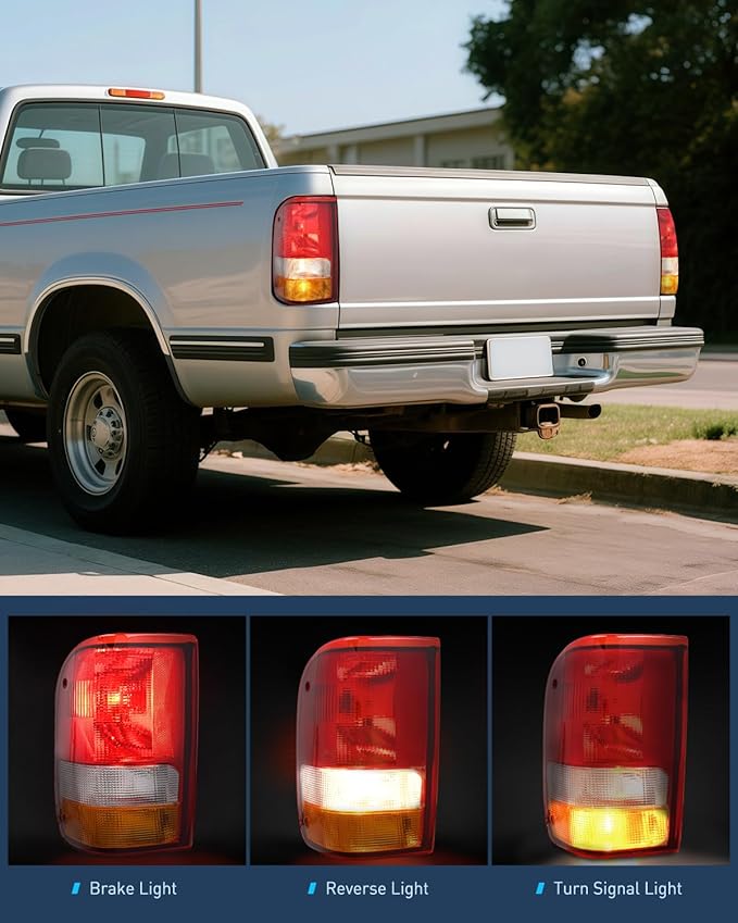 Nilight Taillight Assembly Compatible with 1993 1994 1995 1996 1997 Ford Ranger Red Clear Tail Light OE Style Rear Lamp Replacement Driver Side
