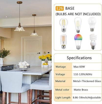 HDDFL Glass Pendant Lights Modern Pendant Lighting Fixtures Hanging Lamp Brushed Finish Hanging Light Fixture for Kitchen Island Bedroom Dining Room Coffee Shop Hallway Hotel Living Room