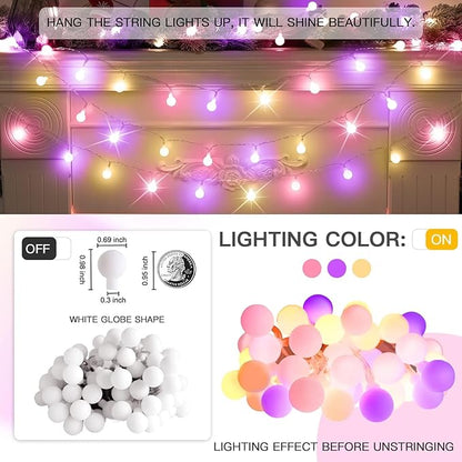 suddus Pastel Christmas Lights, 100 LED Colorful Globe Twinkle Lights Plug in, String Lights with Remote and Timer for Kids’Room, Party, Bedroom, Outdoor, Tree, Decor