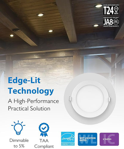 LED Downlight - Ultra-Thin 6 inch LED Recessed Light with Junction Box - 4000K, 902 Lumens, 11.8W, 120V, Dimmable LED Lights - REL6 Edge-Lit LED Ceiling Light, White by NICOR Lighting