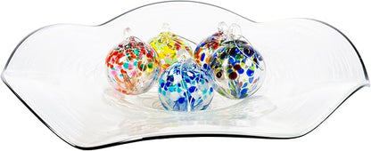 Dale Tiffany Hand Blown Glass, 3" Diameter Aqua, Tree of Life Collection, Witch Globe Hanging Garden Indoor/Outdoor Decorative Ornament Gazing Ball