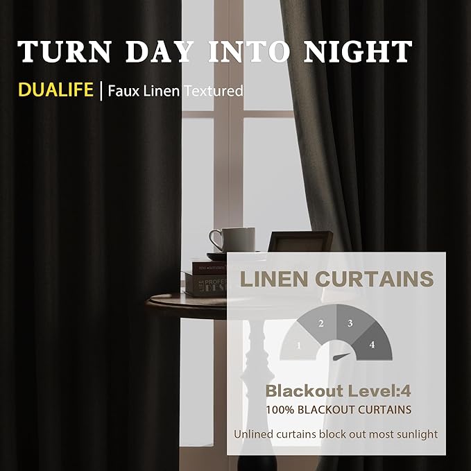 Blackout Curtains 108 Inch Extra Long Thermal Insulated Window Treatment Panels Room Darkening Blackout Drapes for Living Room Back Tab/Rod Pocket 50 x108 Inch,Chocolate Brown,2 Panels 9ft Tall