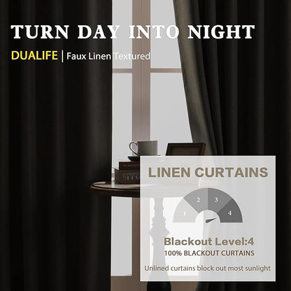 Blackout Curtains 108 Inch Extra Long Thermal Insulated Window Treatment Panels Room Darkening Blackout Drapes for Living Room Back Tab/Rod Pocket 50 x108 Inch,Chocolate Brown,2 Panels 9ft Tall