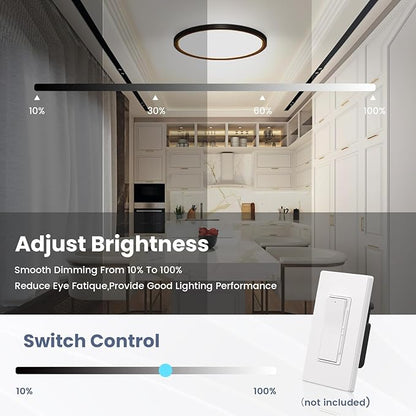 NIORSUN 7 Inch LED Flush Mount Ceiling Light, 5CCT Dimmable, 15W Bathroom Light, Flat Low Profile for Hallway Bedroom, 1 Pack Black