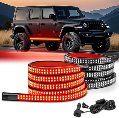 Nilight 2PCS 70 Inch Emergency Strobe Light Strip 1125 LED Running Board Lights Red Flexible Side Flashing Warning Caution Safety Waterproof for Truck Construction Vehicles Pickup