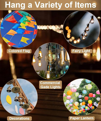 Queension 10FT Deck String Light Poles for Outdoor String Lights for Garden, Backyard, Patio Lighting Stand for Parties, Bistro & Weddings, 2 Pack