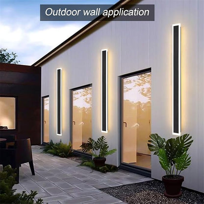 2 Pack-79INCH Long Outdoor LED Wall Lights,65W Waterproof IP65 Warm White led Wall Light Rectangular Black Wall Light,led Porch Lights Outdoor Wall Elegant Frosted White Acrylic Anti Rust
