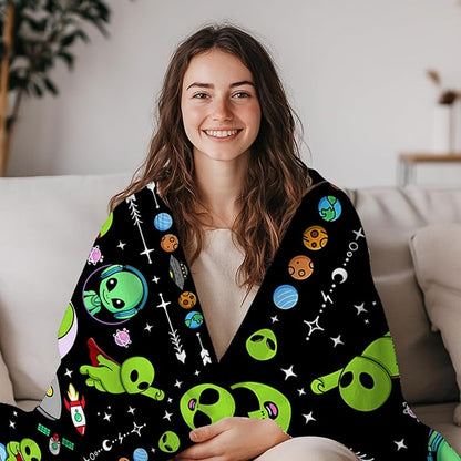 Alien Blanket Gift for Women, Cozy Warm Blanket Gifts for Alien Lovers Soft Throw Blanket for Bed Sofa, Gifts for Christmas Thanksgiving 40x50in